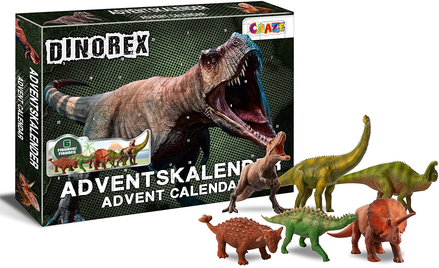 Calendrier De L'Avent Dinosaure CRAZE DINOREX - 24 Surprises Dont 5 Figurines, Puzzles, Jeux, Pour Enfants 3+ - 5